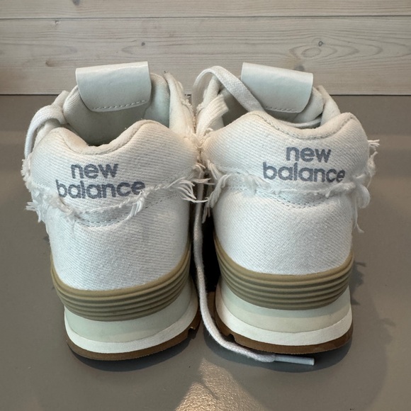 Miu Miu x New Balance 574 
 Distressed White Denim Canvas Sneakers Runners - Picture 4 of 14